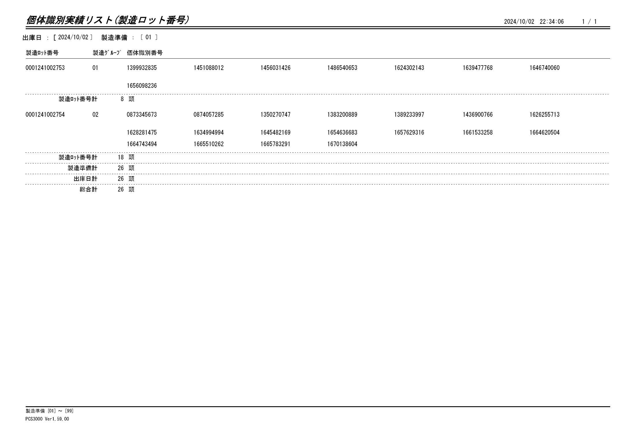 20241003 個体識別実績リスト（製造ロット番号）画像