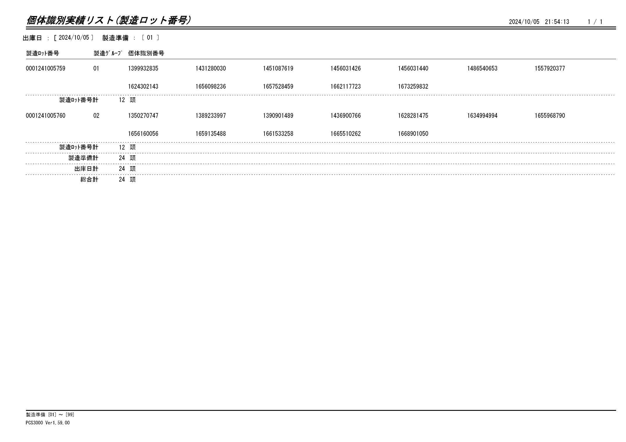 20241006 個体識別実績リスト（製造ロット番号）画像