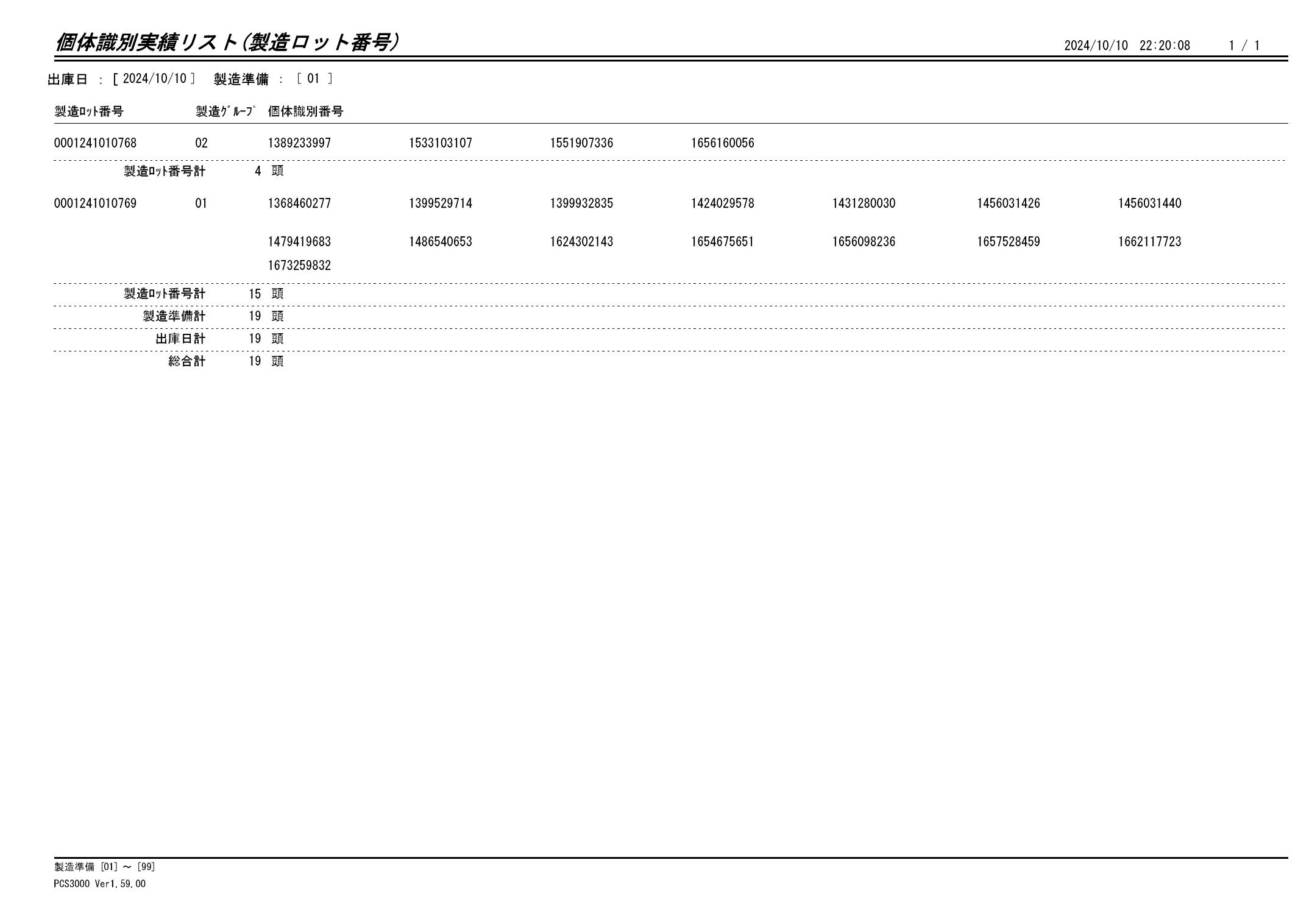 20241011 個体識別実績リスト（製造ロット番号）画像