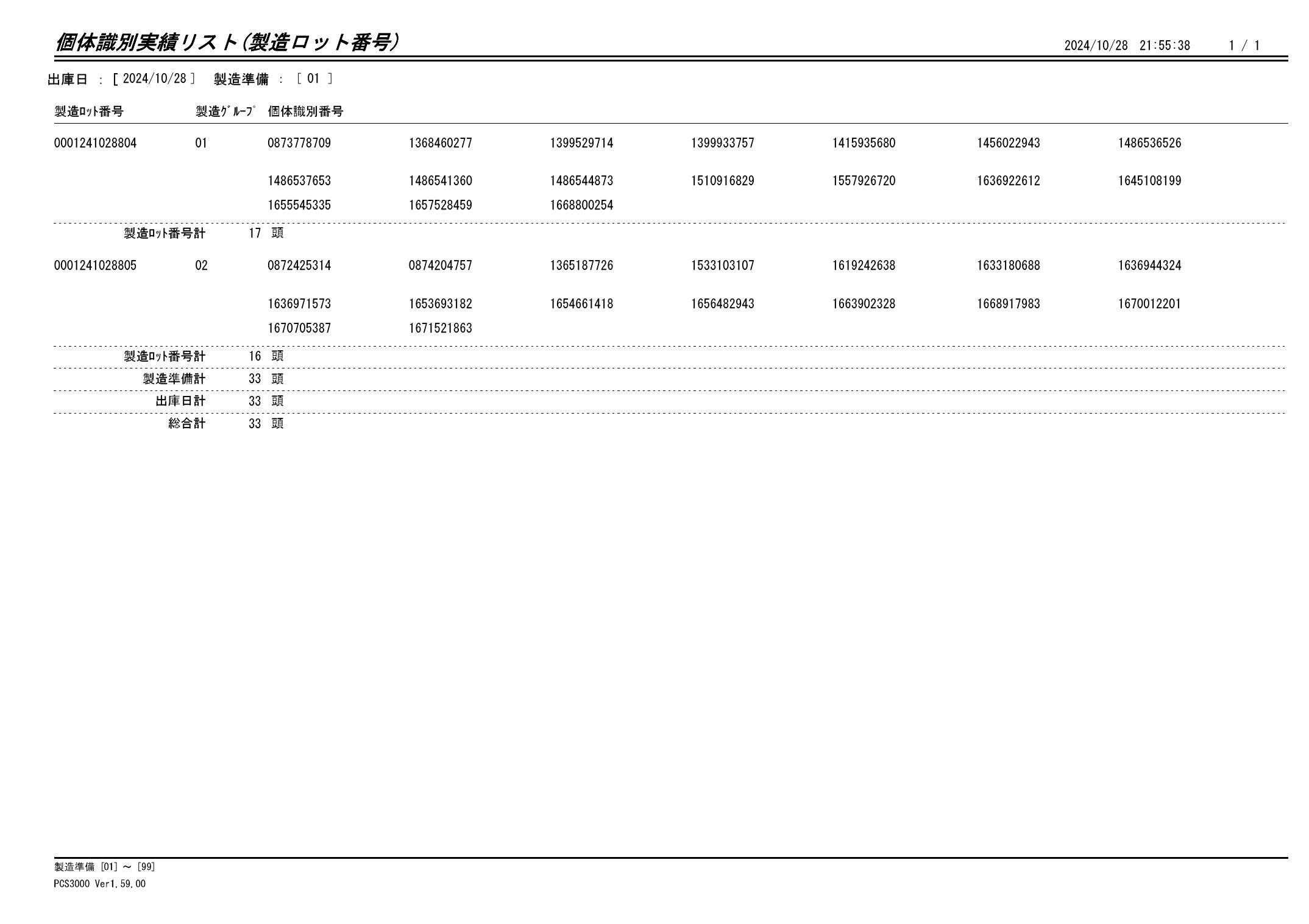 20241029 個体識別実績リスト（製造ロット番号）画像